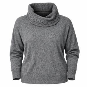 Hadley & James 100% Cashmere Cowl Neck Quiet Luxury Sweater M Gray